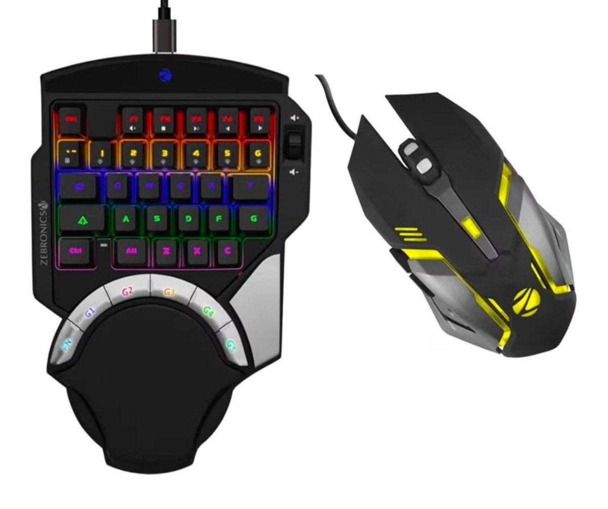Grabzebronics Zeb-max Atom One-handed Rgb Gaming Mechanical Keyboard With 3