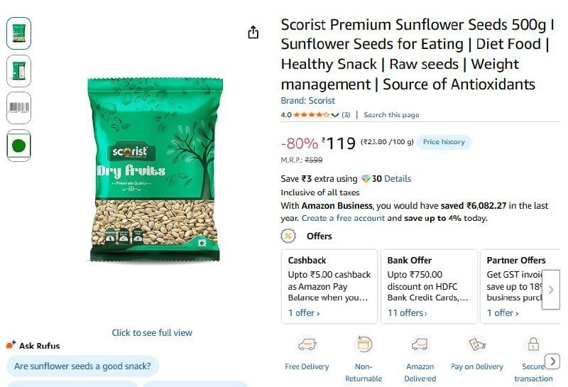 Sunflower Seeds 500gm 119