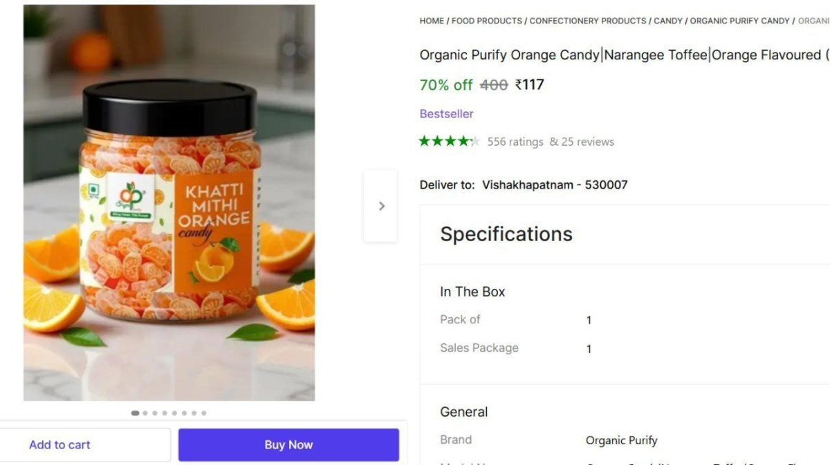 Sweet Orange Candy 400gm 117masala Paan Candy 400g