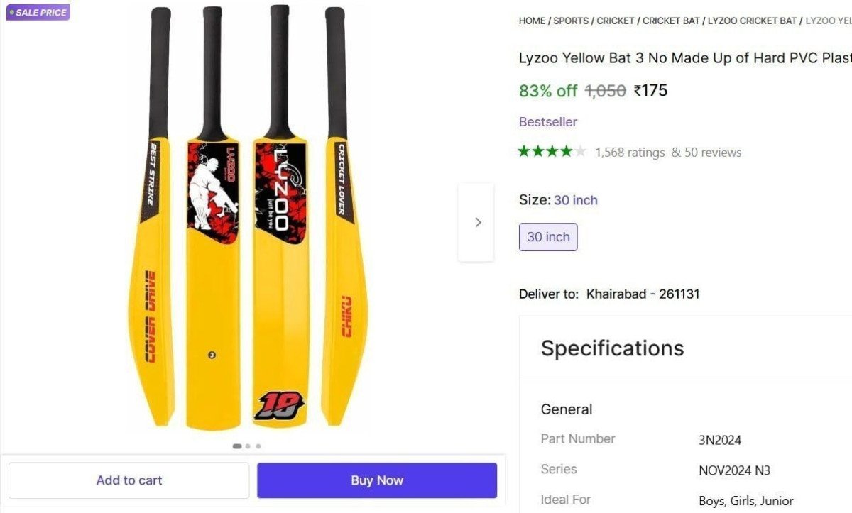 Plastic Cricket Bat (350-370 G) 175