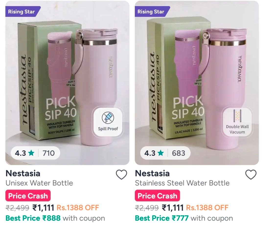 Myntra Stainless Steel Water Bottle At Just 55