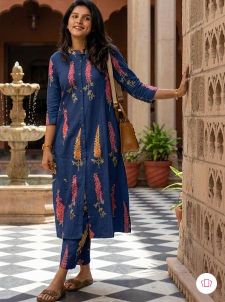 Klere Women Floral Printed Regular Pure Cotton Kurta With Trousers 459