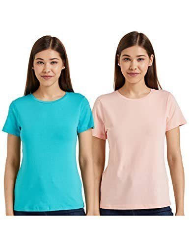 Amazon Brand - Symbol Womens Regular T-shirt (rn-po2-combo10 Blush Turquois