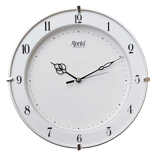 Ajanta Plastic Step Movement Round Wall Clock (white 25 7 X 25 7 X 3 6 Cm) 