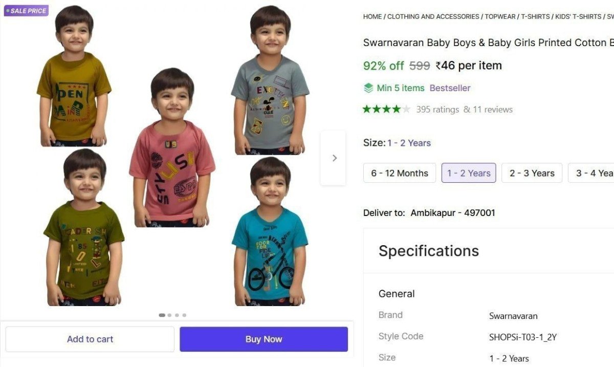 Kids Printed Cotton Blend T-shirt 46