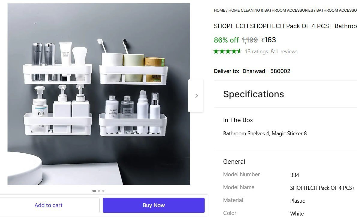 Set Of 4 Bathroom Shelf At 163