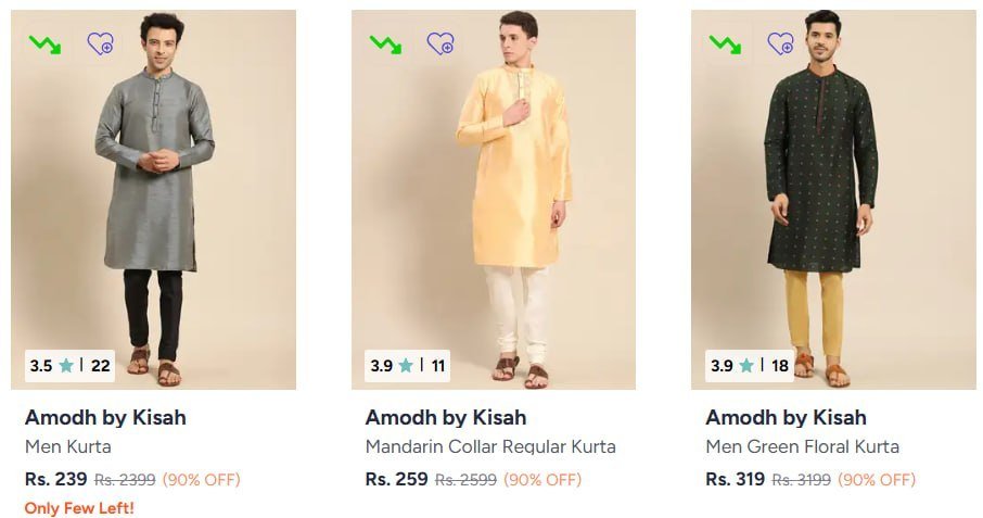Myntra 90 On Men S Kurtas