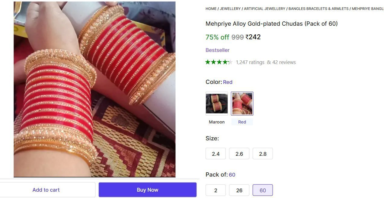 Alloy Gold - Plated Chudas (pack Of 60) 242