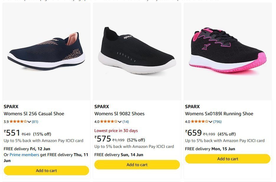Loooootamazon Sparx Women S Footwear Up To 65