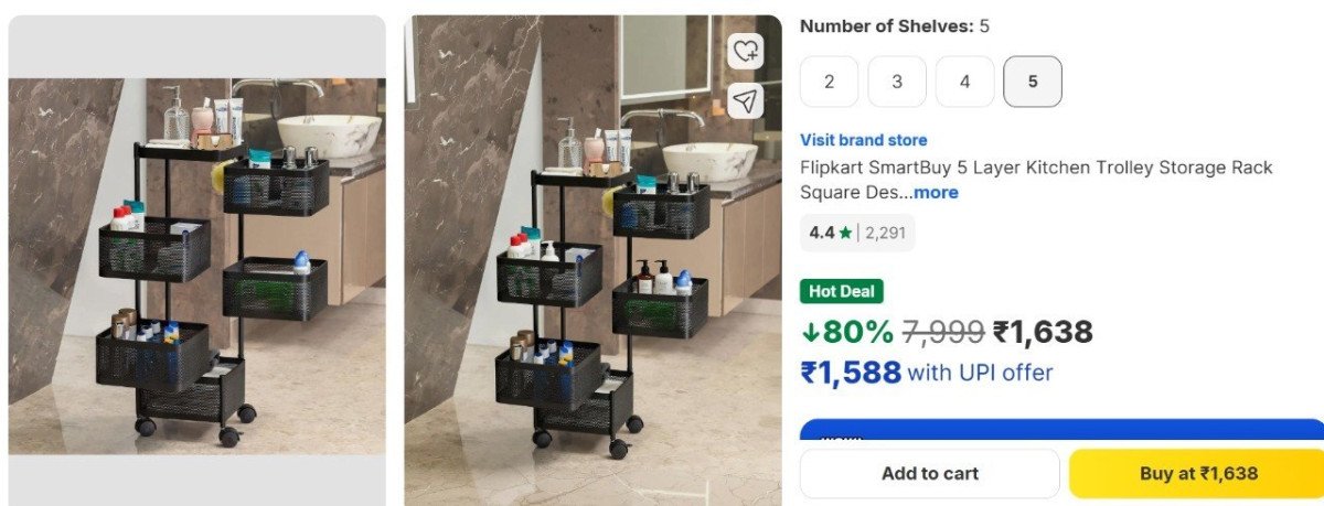 Flipkart 5 Layer Kitchen Trolley1 6386 Seater Dini