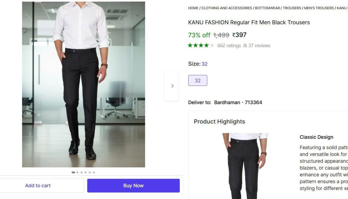 Regular Fit Men Black Trousers 397