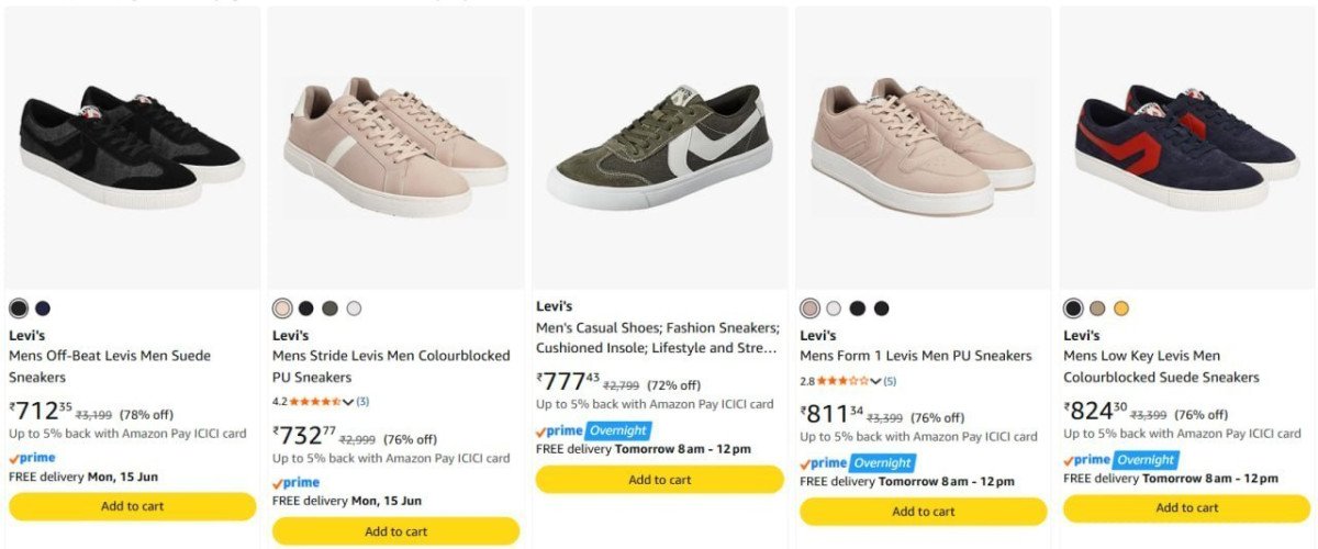 Levi Sneakers From Rs 712