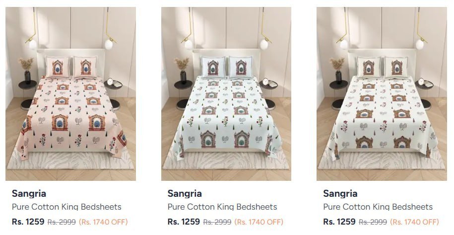 Myntra 100 Pure Cotton Bedsheets Starting At 