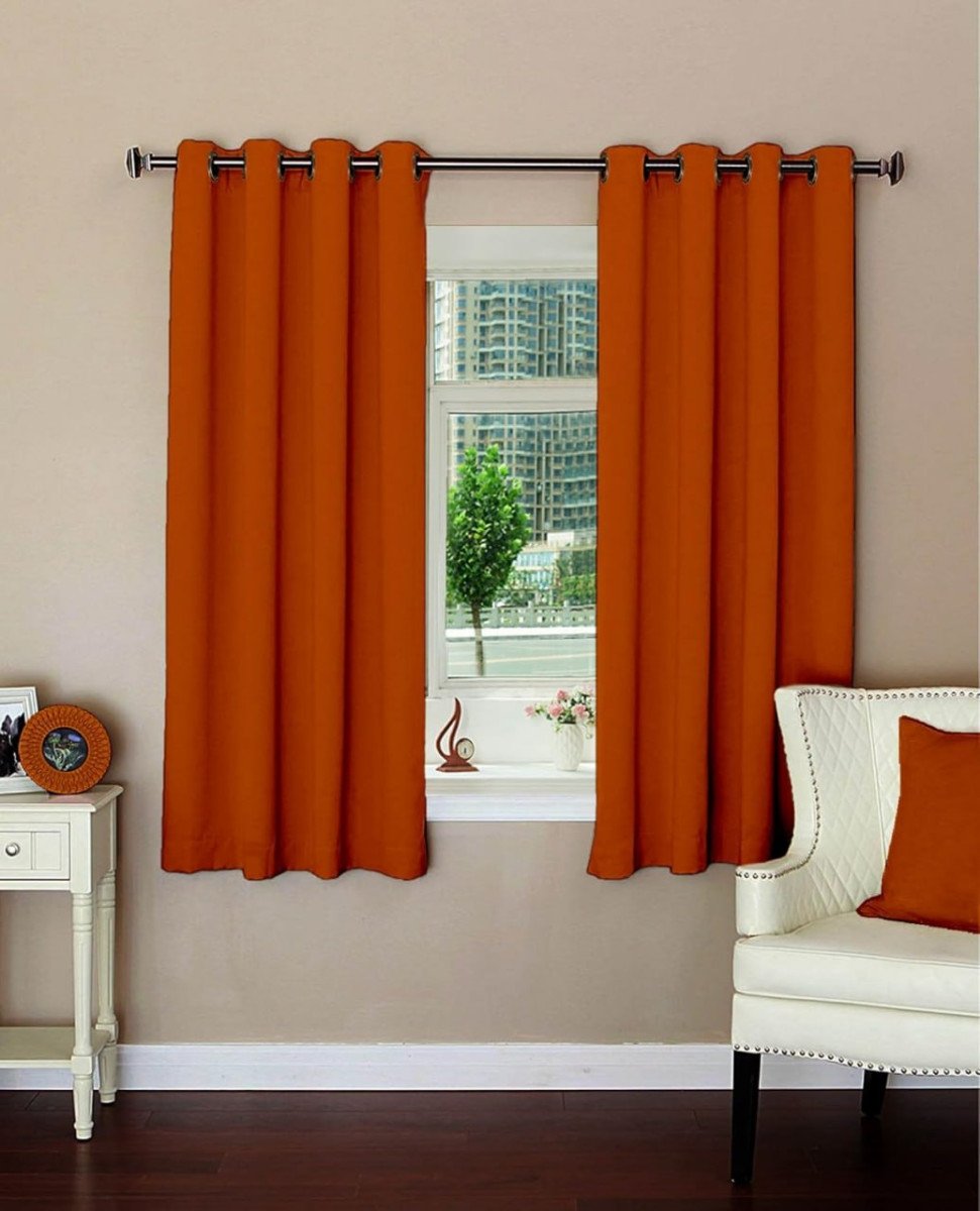 Lushomes Room Darkening Curtains 5 Feet Mango Yellow Window Curtains With 8
