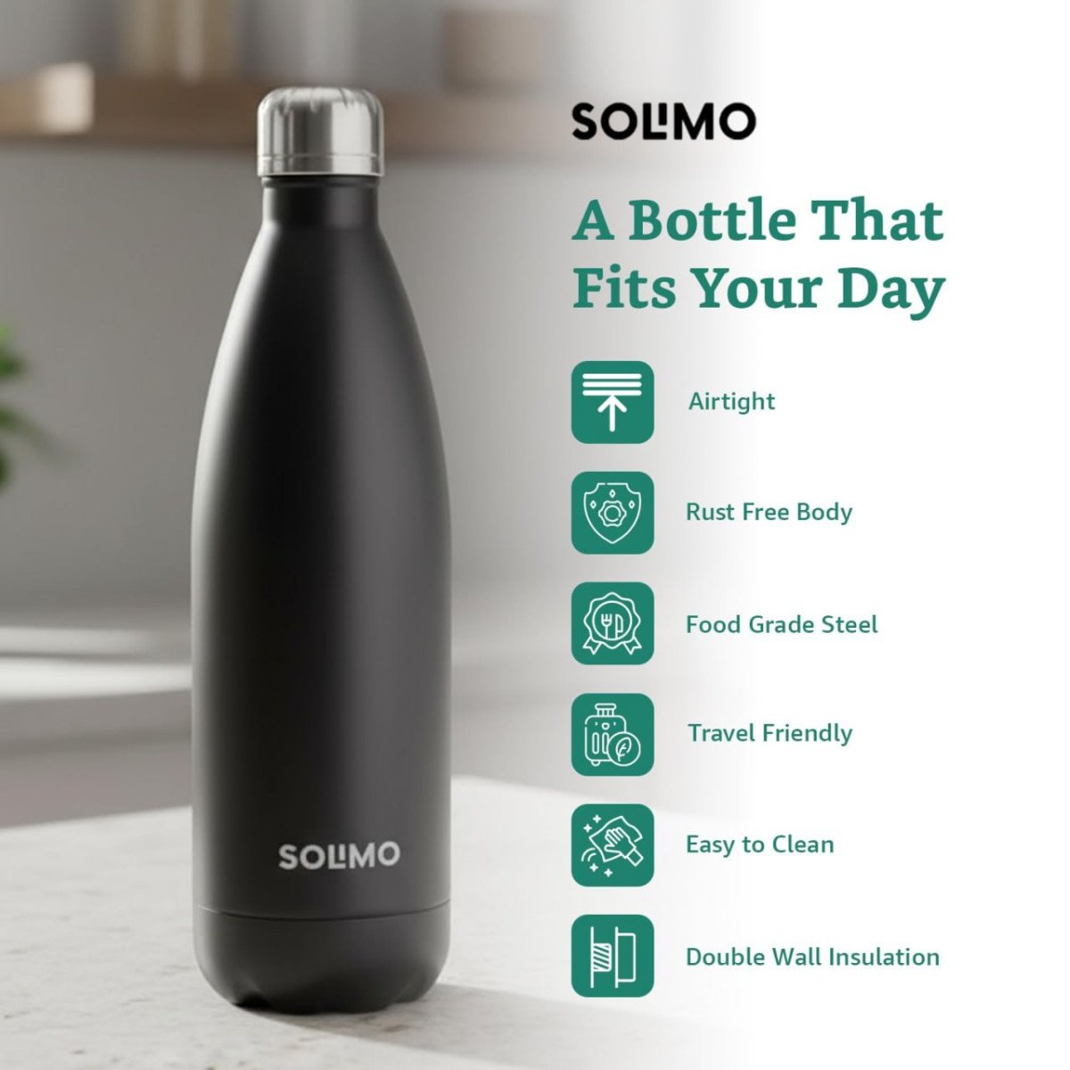 Solimo Hot Cold Stainless Steel Flask (1000ml) 699