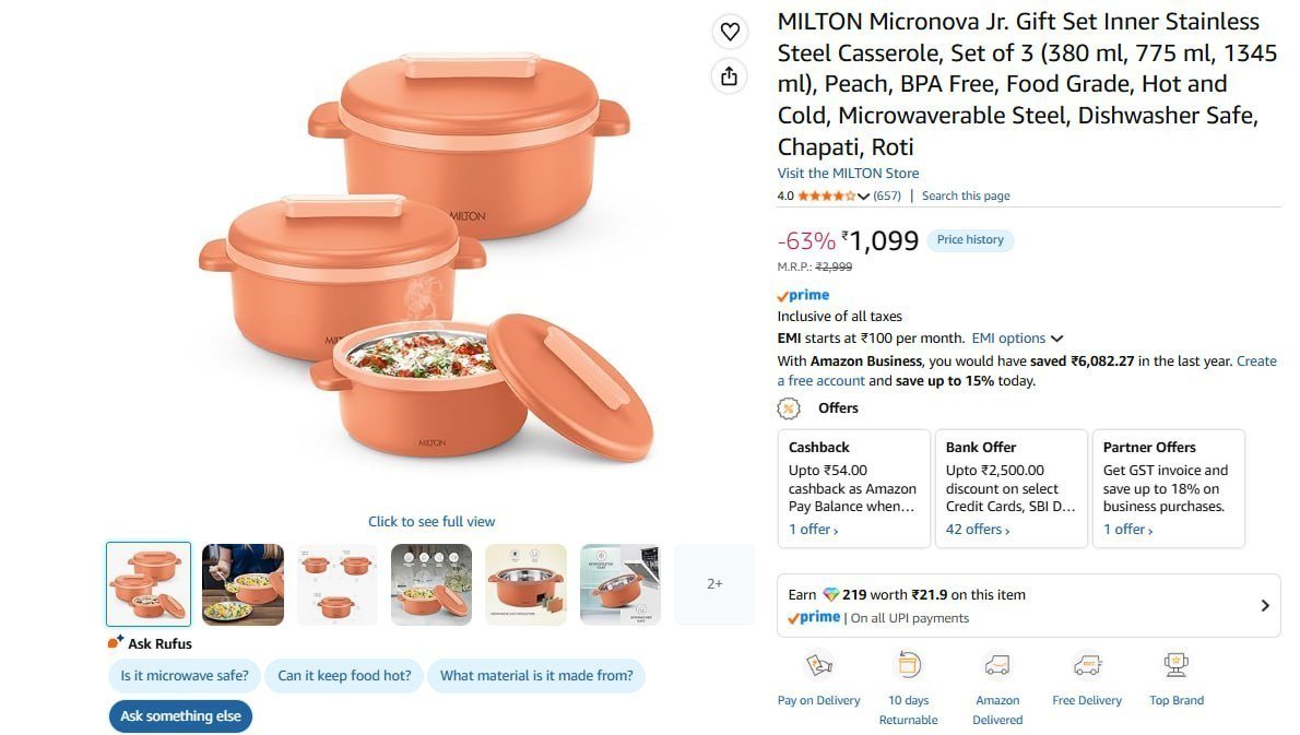 Milton Stainless Steel Casserole Set Of 3 1099