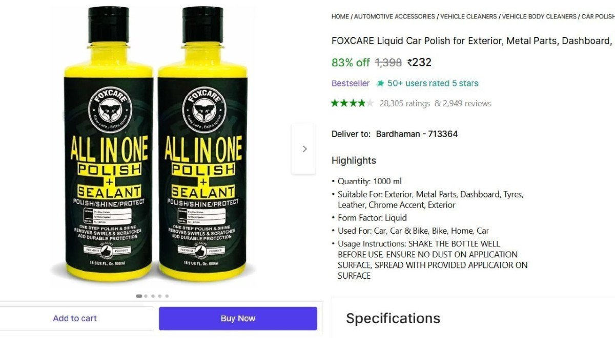 Liquid Car Polish (1000 Ml Pack Of 2) 232 For