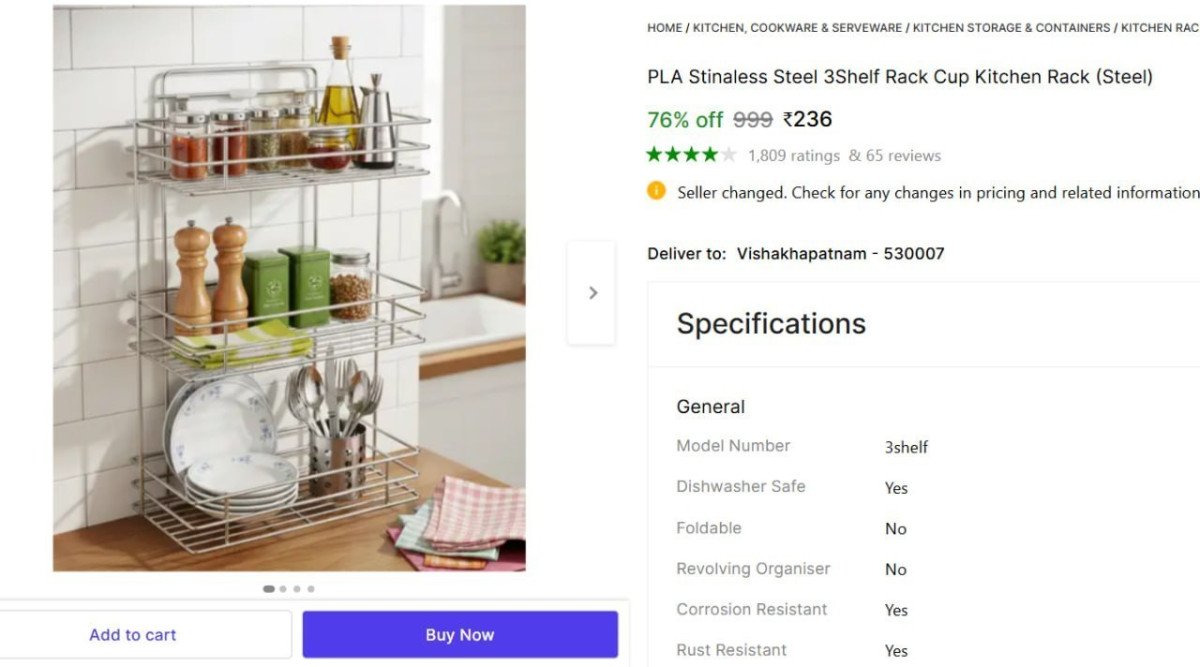 Stinaless Steel 3 Shelf Rack 236