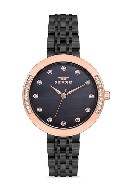 Ferro Analog Crystals Studded Round Dial Wome