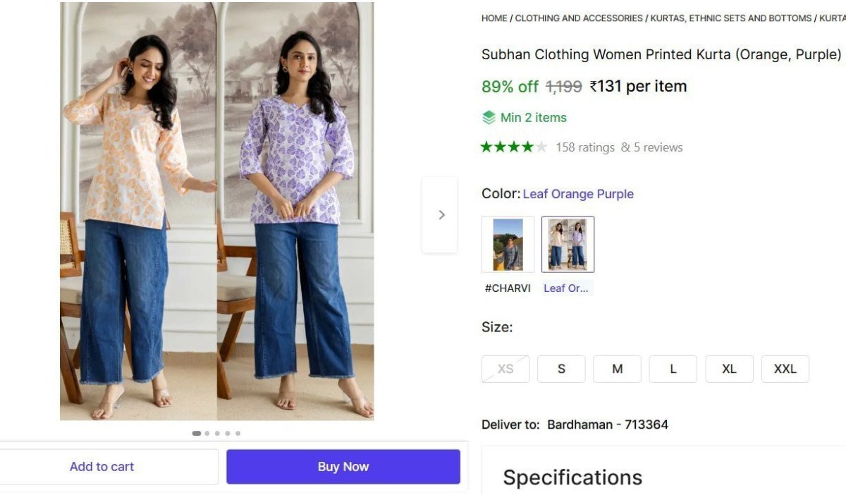 Women Printed Kurta 131 Min Buy - 2