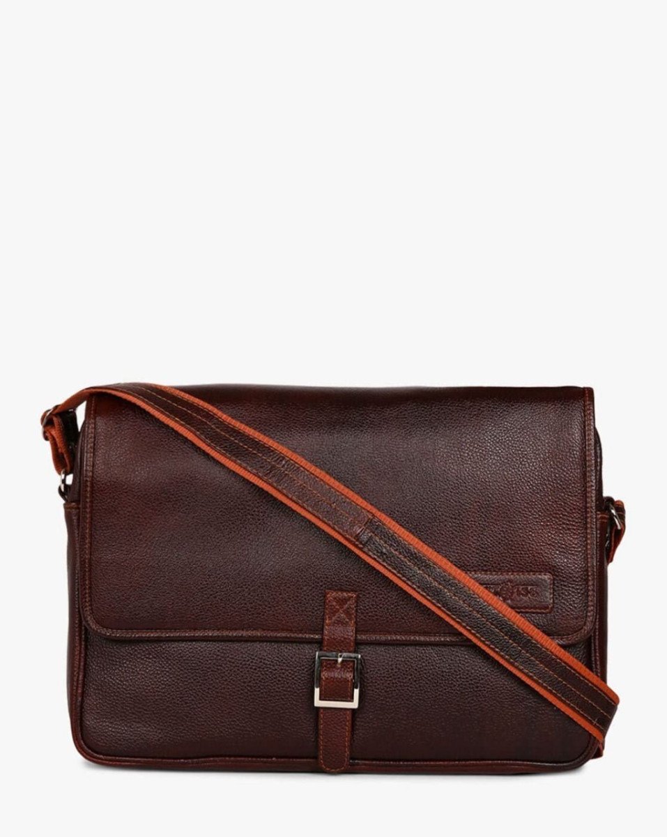 Mario-genuine Leather Laptop Messenger Bag (dark B