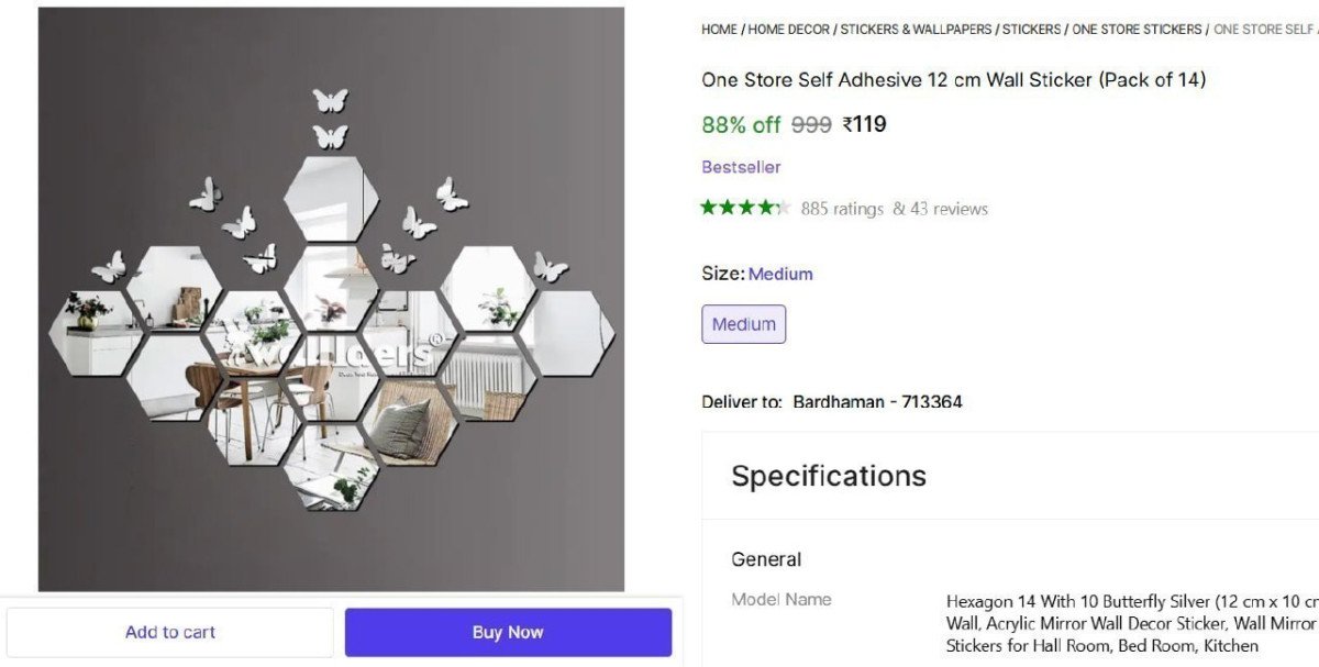 Self Adhesive 12 Cm Wall Sticker (pack Of 14)