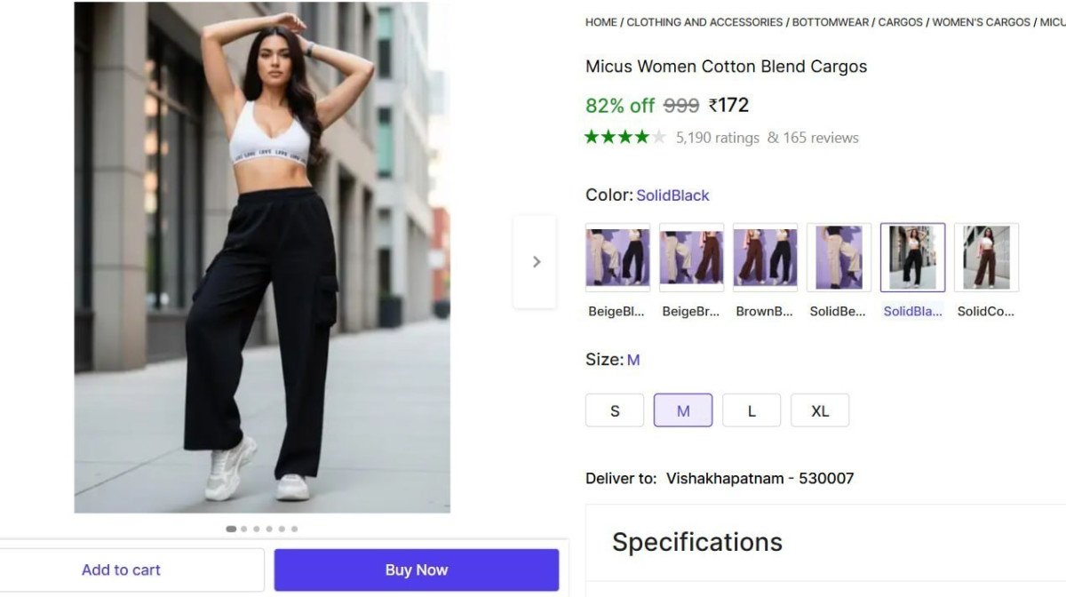 Women Cotton Blend Cargos 172