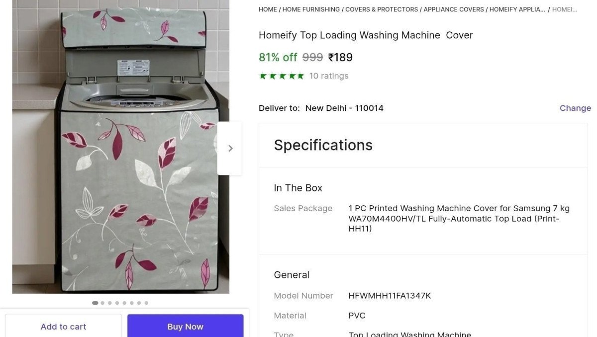 Washing Machine Cover At 189