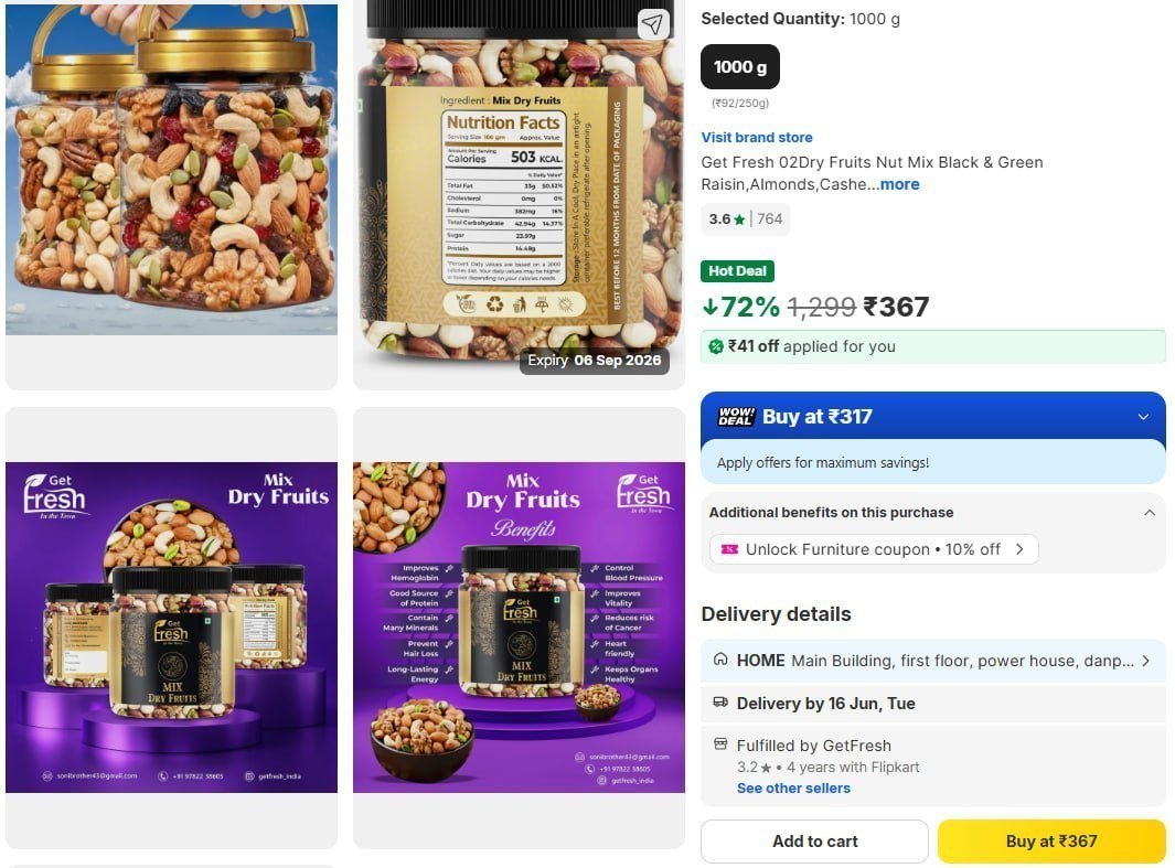 Loot 1 Kg Mix Dry Fruits 367 Regular 600 Buy Max Q