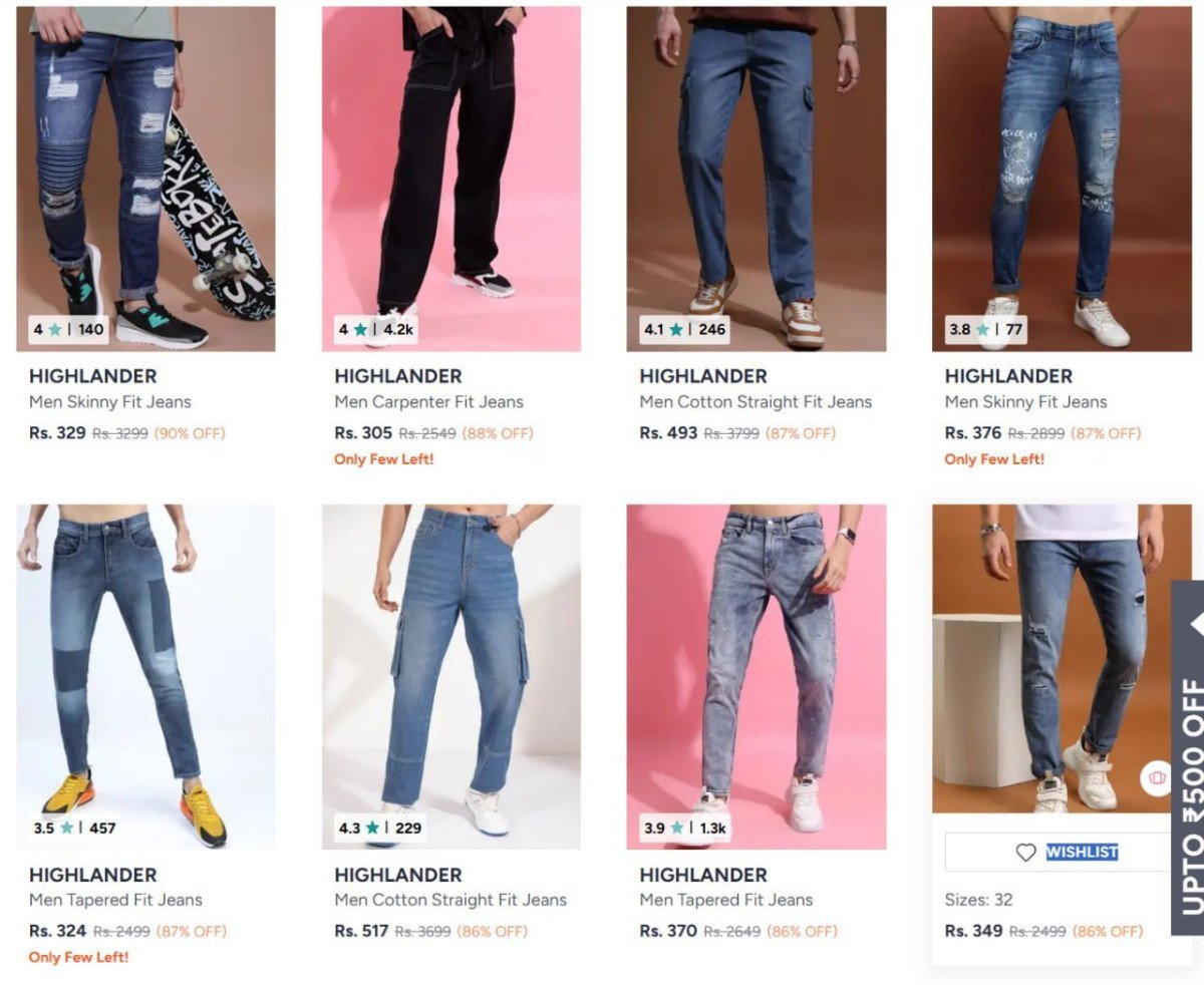 Looooootmyntra Up To 90 - Highlander Men Jeans Sta