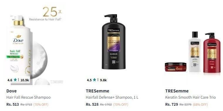 Myntra Dove Tresemme 1l Shampoo Combos At 70 