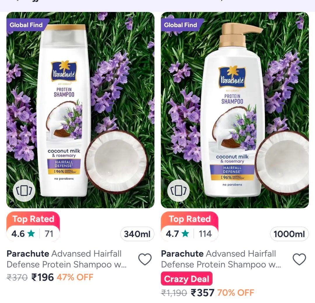 Myntra Parachute Shampoo At Min 50