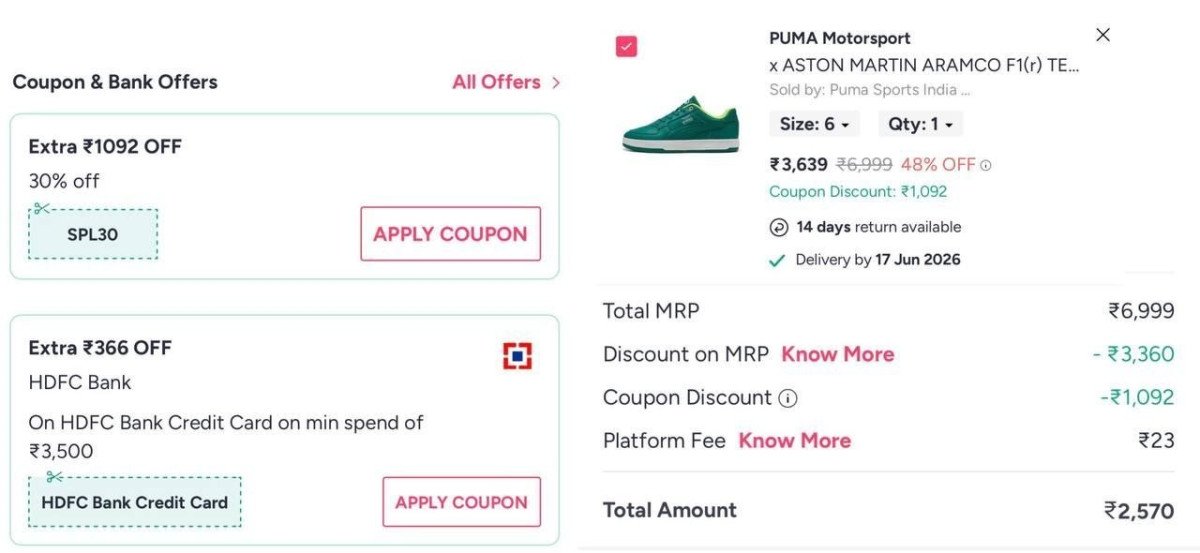 Myntra Loot Puma Premium Shoe Extra 30 10 With Hdf