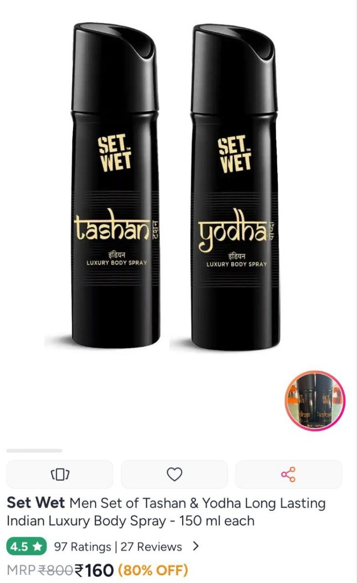 Myntra Set Wet Men Set Of Tashan Yodha Long Lastin