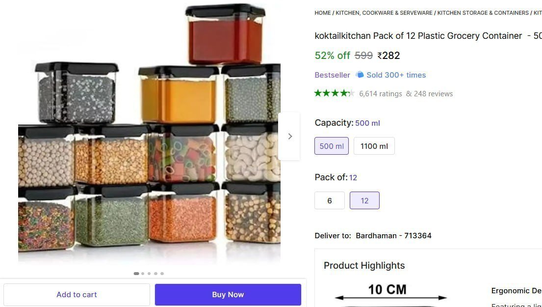 Pack Of 12 Plastic Grocery Container 282