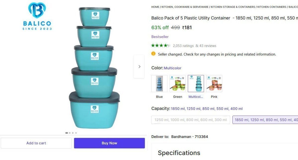 Pack Of 5 Plastic Utility Container 181