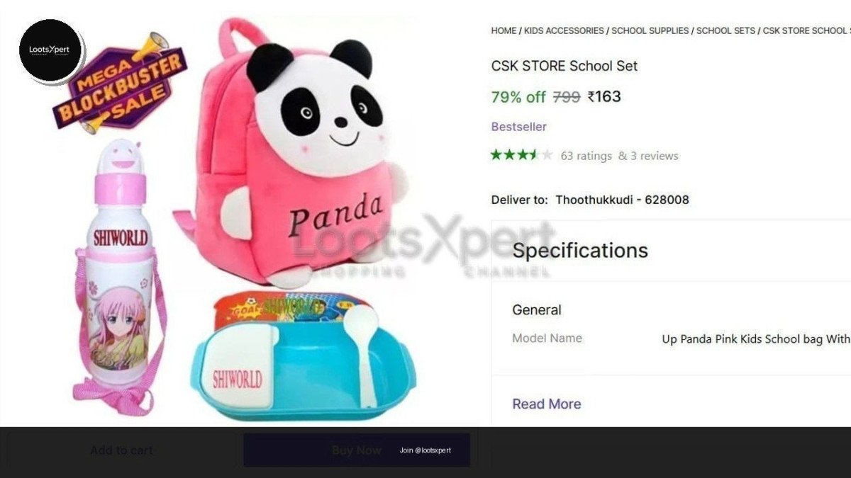Kids School Bag Water Bottle Lunch Box For Just 16