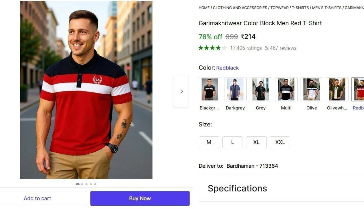 Color Block Men Red T-shirt 214
