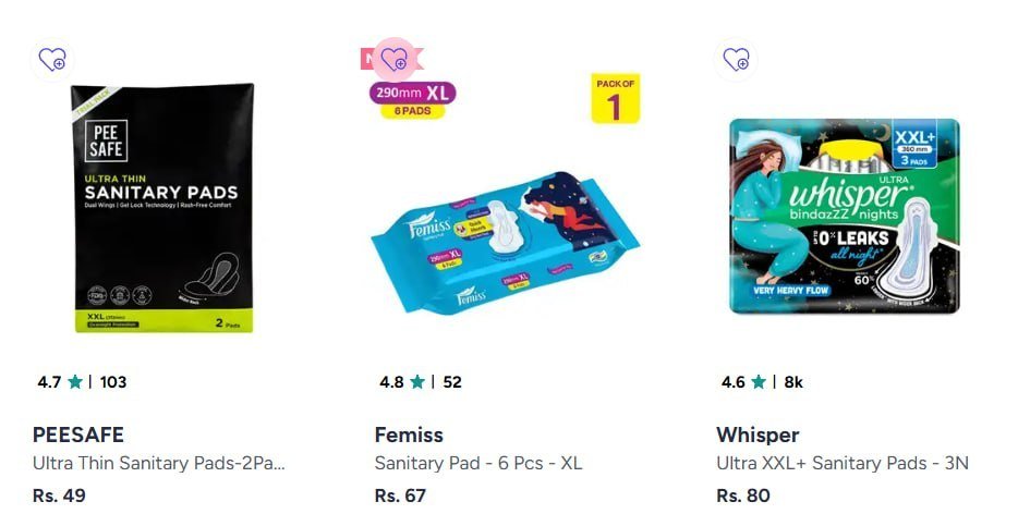 Myntra Sanitary Napkins Starting From 49