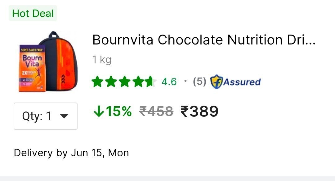 Kg Bournvita 389free Backpack