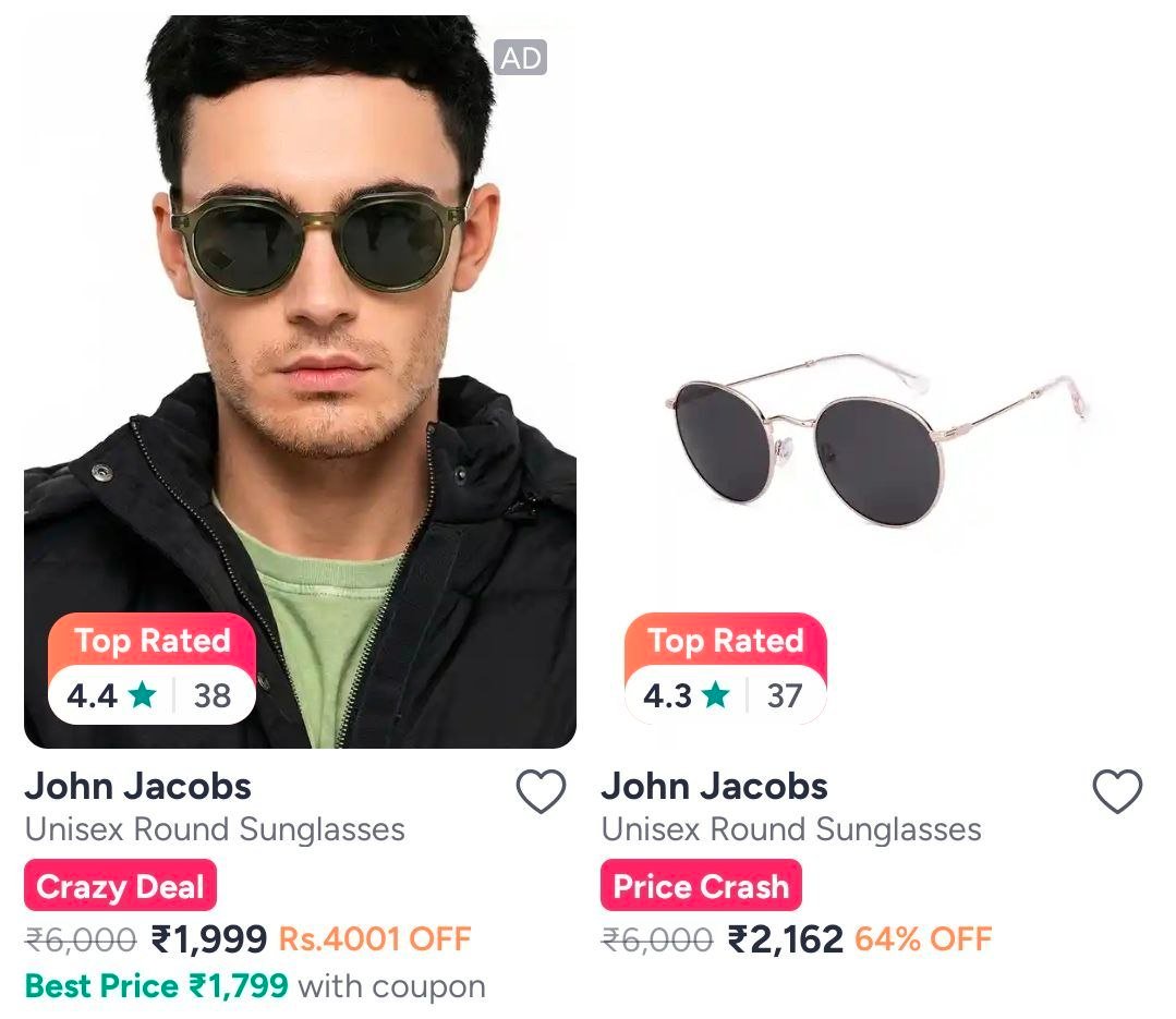 Myntra Limited Time John Jacobs Min 60 Vincent Cha