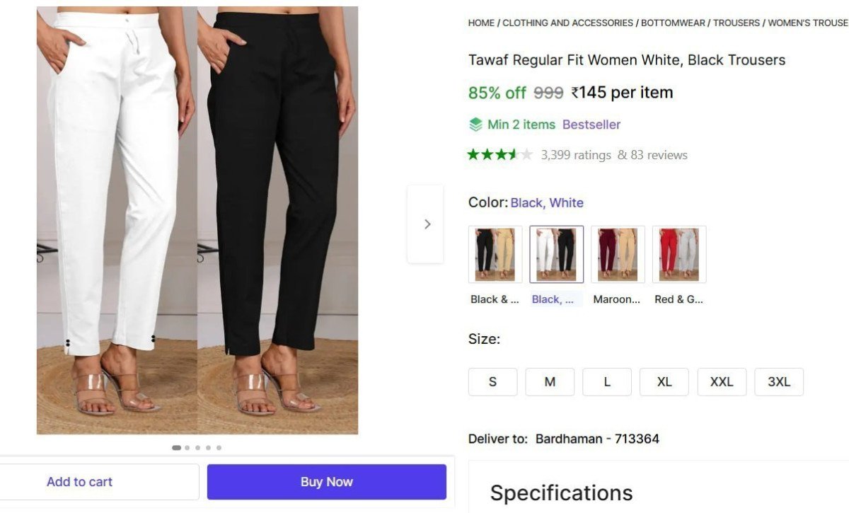 Regular Fit Women White Black Trousers 145 Mi