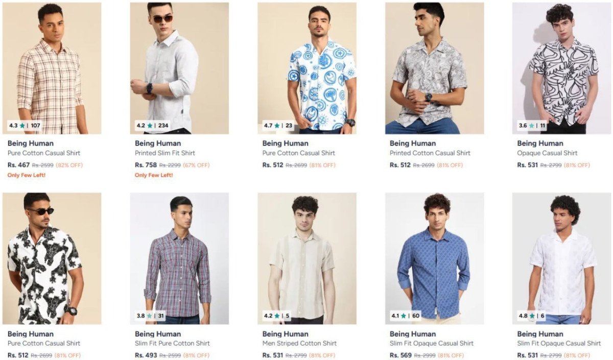Myntra Flat 82 On Being Human Clothing Tshirt