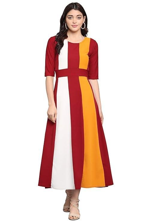 Purvaja Women S Geometric Half Sleeve Maxi Dress 3