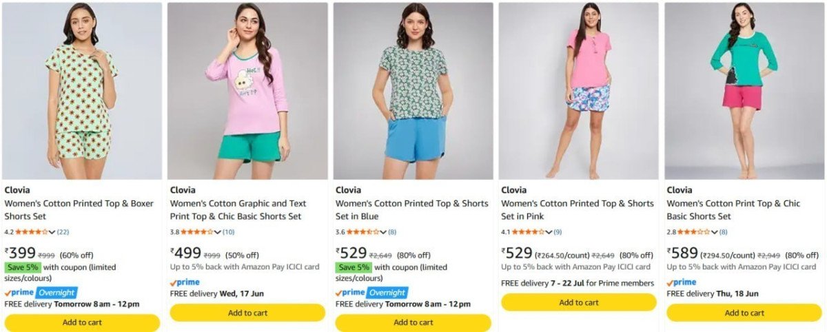 85 On Clovia Women Clothing Pyjama Set Nightwear I