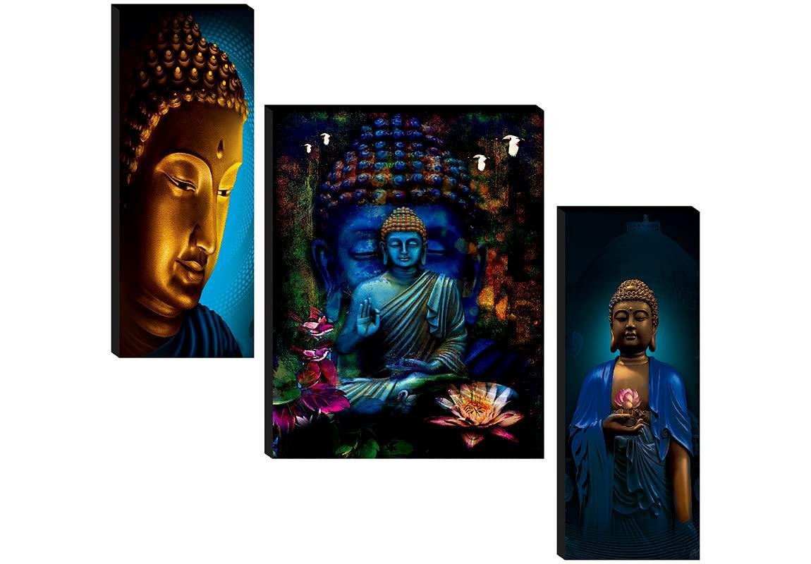 Saf Paintings Set Of 3 Buddha Uv Textured Hom