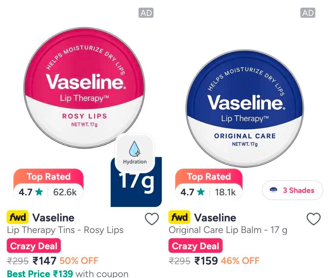 Myntra Up To 45 - Dove Scrubsvaseline Lips - 