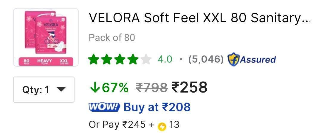 Velora Soft Feel Xxl - 320 Mm Sanitary Pads Pack O