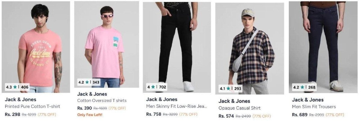 Myntra Loot 77 On Jack Jones Clothing Tshirts Jean