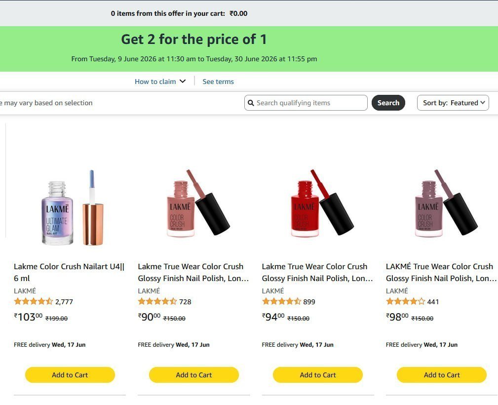 Lakme Buy 1 Get 1 Add Any 2 Check Final Check